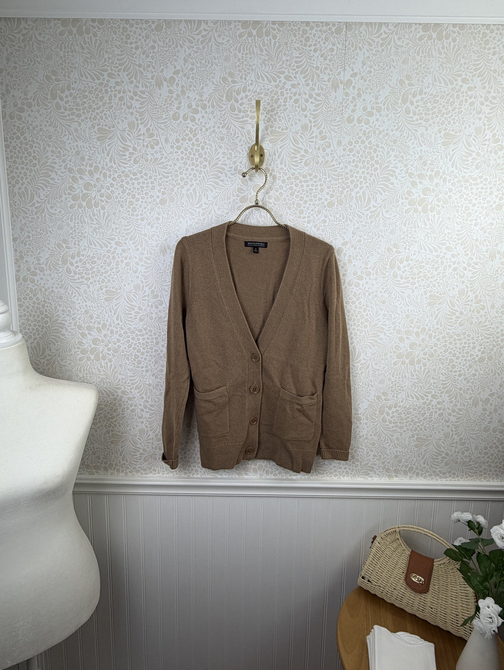 Banana Republic Brown Italian Wool Cashmere Cardigan Sweater - Size - Small